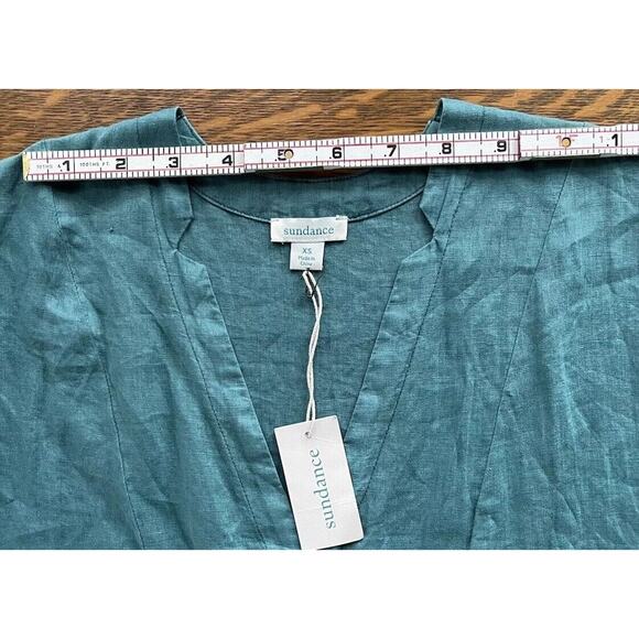 NWT Sundance 100% Linen Dress Teal Turquoise XS Dawn To Dusk Popover Pockets - Picture 6 of 10